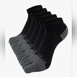 NWOT ZAKASA Mens No Show Low Cut Toe Socks Individual Five Finger 5 Pairs Size L